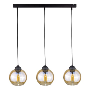 Hängeleuchte AMBRE BLACK 3xE27/60W/230V schwarz/rauchig braun