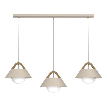 Hängeleuchte an Drahtseil FUNDA 3xE27/15W/230V beige