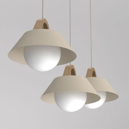 Hängeleuchte an Drahtseil FUNDA 3xE27/15W/230V beige