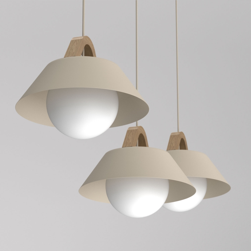 Hängeleuchte an Drahtseil FUNDA 3xE27/15W/230V beige
