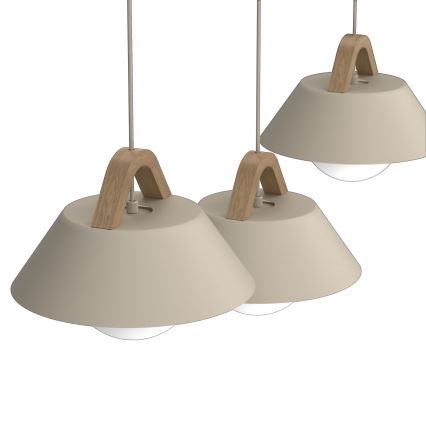 Hängeleuchte an Drahtseil FUNDA 3xE27/15W/230V beige