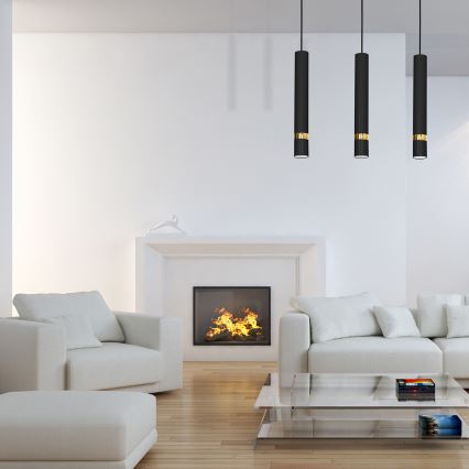 Hängeleuchte an Drahtseil JOKER 3xGU10/25W/230V schwarz/gold