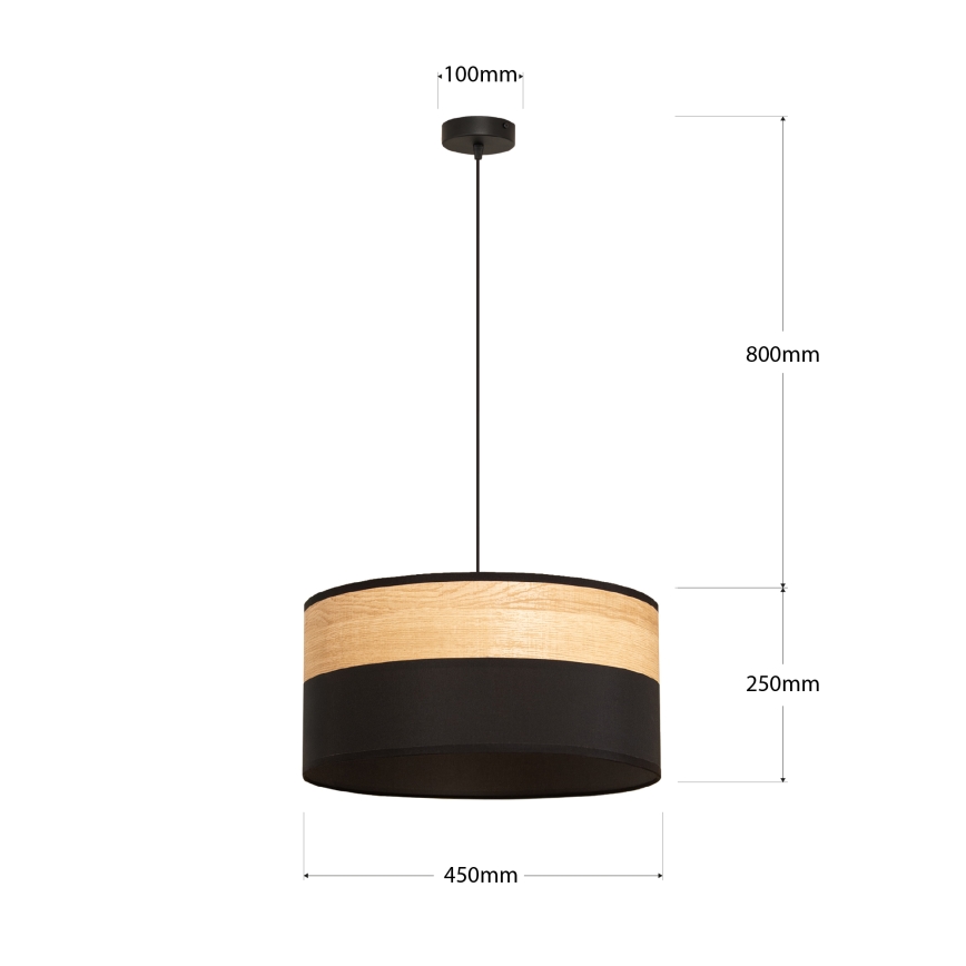 Hängeleuchte an Kabel ALBA 1xE27/15W/230V Ø 45 cm schwarz/braun
