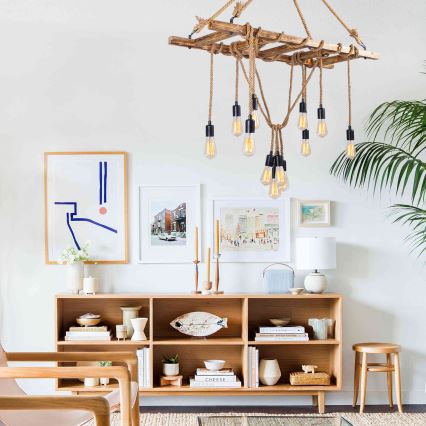 Hängeleuchte an Kabel EREBOS 12xE27/40W/230V braun