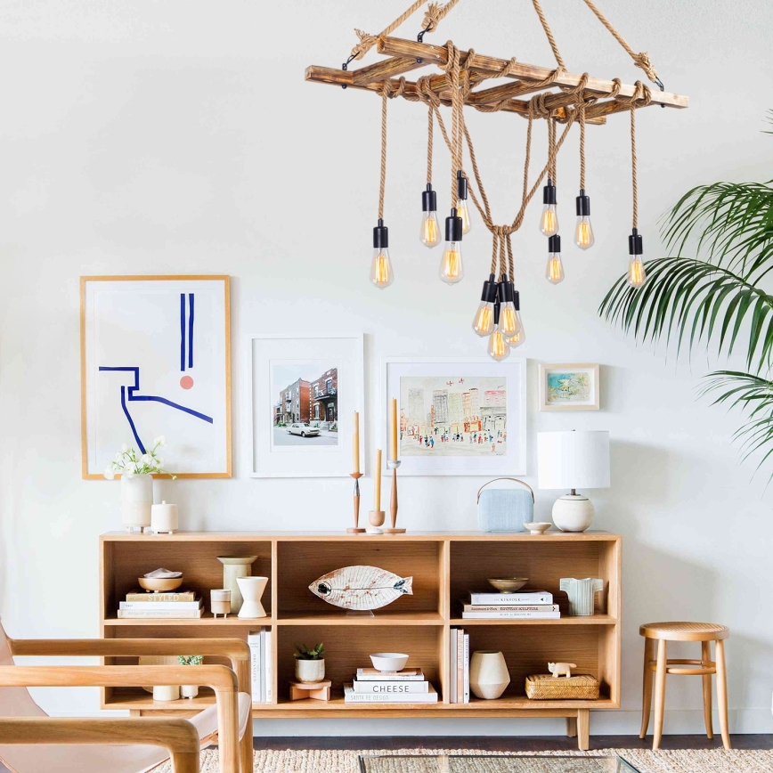 Hängeleuchte an Kabel EREBOS 12xE27/40W/230V braun