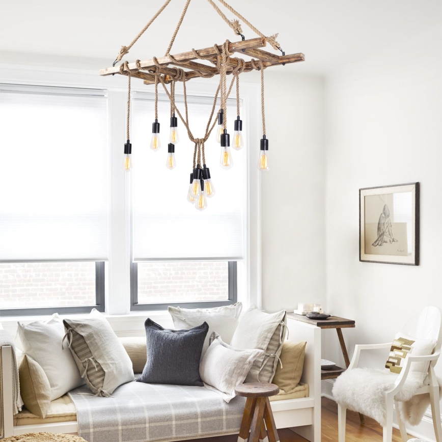 Hängeleuchte an Kabel EREBOS 12xE27/40W/230V braun