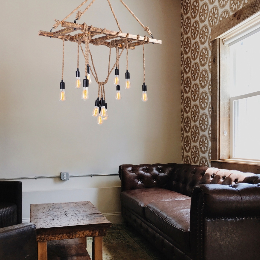 Hängeleuchte an Kabel EREBOS 12xE27/40W/230V braun