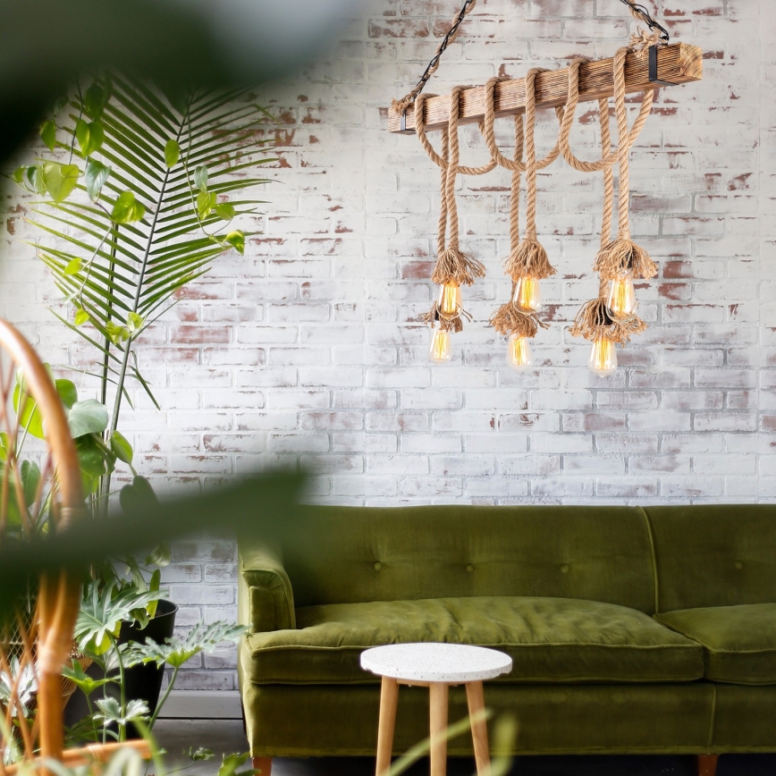 Hängeleuchte an Kabel EREBOS 6xE27/40W/230V braun