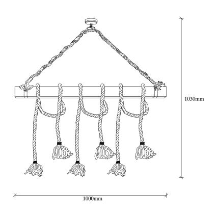 Hängeleuchte an Kabel EREBOS 6xE27/40W/230V braun