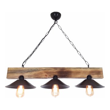 Hängeleuchte an Kabel HEPSI 3xE27/40W/230V Fichte/Nussbaum