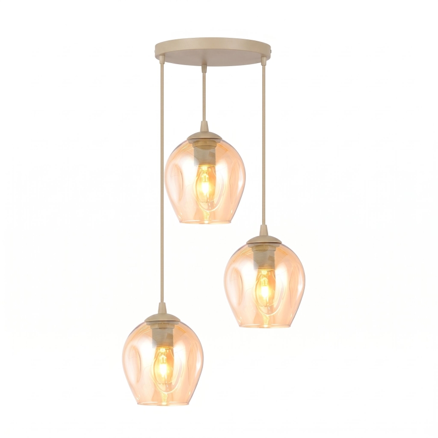 Hängeleuchte an Kabel ISTAR 3xE27/15W/230V Ø 40 cm beige/rauchbeige