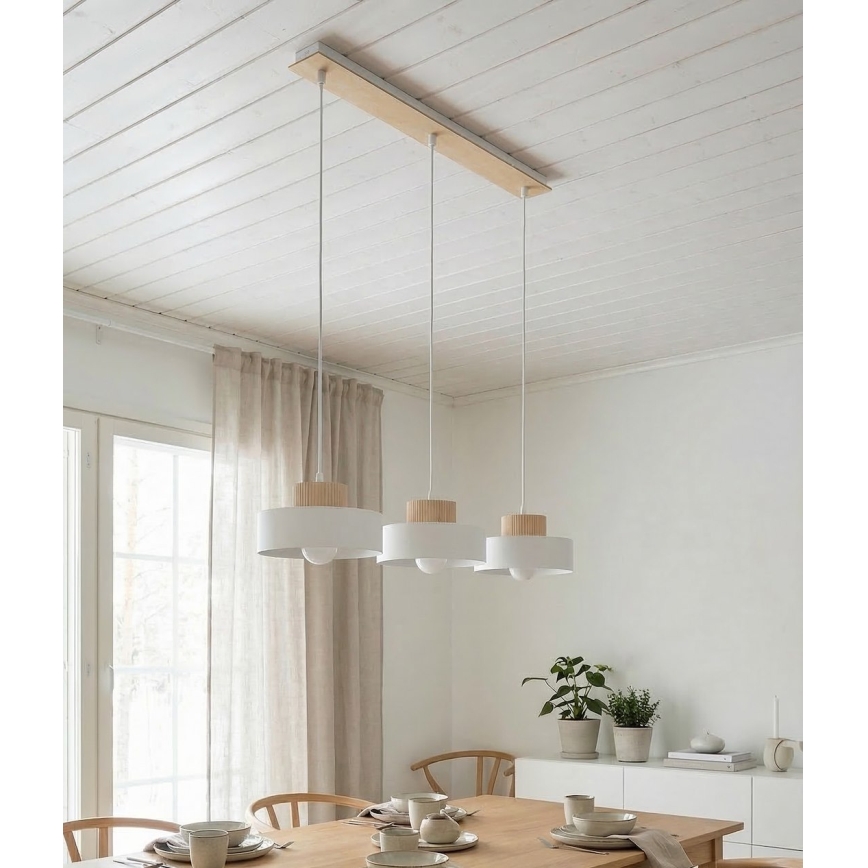 Hängeleuchte an Kabel KIVI 3xE27/15W/230V weiß