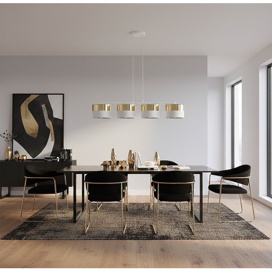 Hängeleuchte an Kabel LUX 4xE27/15W/230V weiß/gold