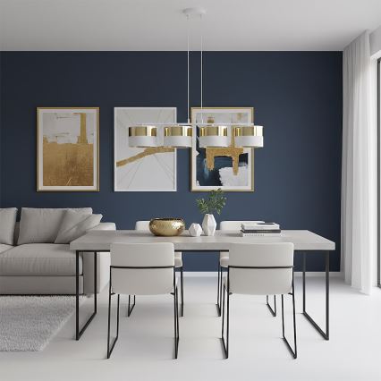 Hängeleuchte an Kabel LUX 4xE27/15W/230V weiß/gold