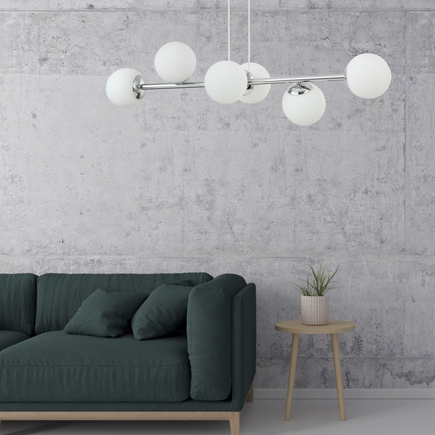 Hängeleuchte an Kabel MADDIE 6xE14/5W/230V glänzender Chrom