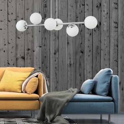 Hängeleuchte an Kabel MADDIE 6xE14/5W/230V glänzender Chrom