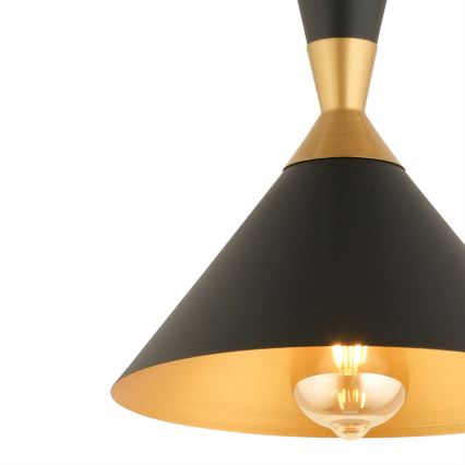 Hängeleuchte an Kabel MONZA 1xE27/40W/230V Ø 25 cm Schwarz/Gold