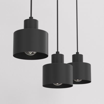 Hängeleuchte an Kabel PARKLA 3xE27/15W/230V schwarz
