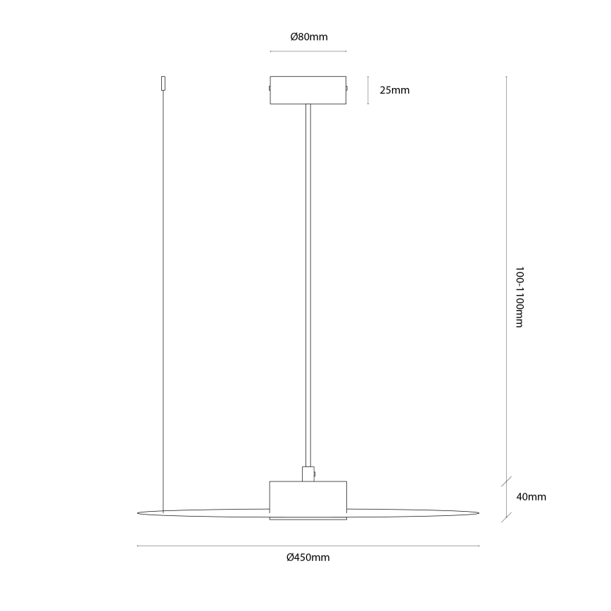 Hängeleuchte an Kabel PIATTO 1xGX53/15W/230V, Ø 45 cm, schwarz