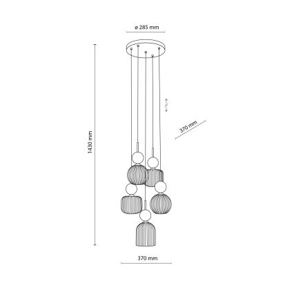 Hängeleuchte an Kabel SOPHIA 5xE14/10W/230V schwarz/grün/rauchbeige