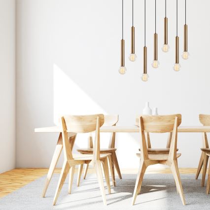 Hängeleuchte an Kabel TEMPO 7xE27/40W/230V goldfarben