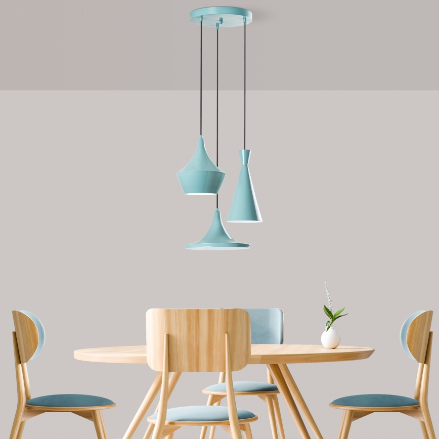 Hängeleuchte an Kabel TOM 3xE27/40W/230V blau