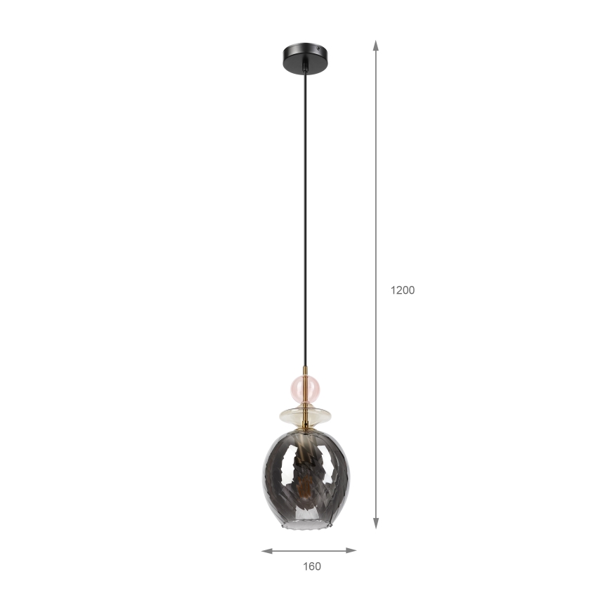 Hängeleuchte an Kabel VELLO 1xE27/15W/230V schwarz/rauchrosa/beige/schwarz