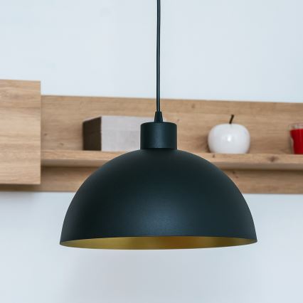 Hängeleuchte an Kabel VESPER 1xE27/15W/230V Ø 30 cm schwarz/gold