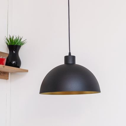 Hängeleuchte an Kabel VESPER 1xE27/15W/230V Ø 30 cm schwarz/gold