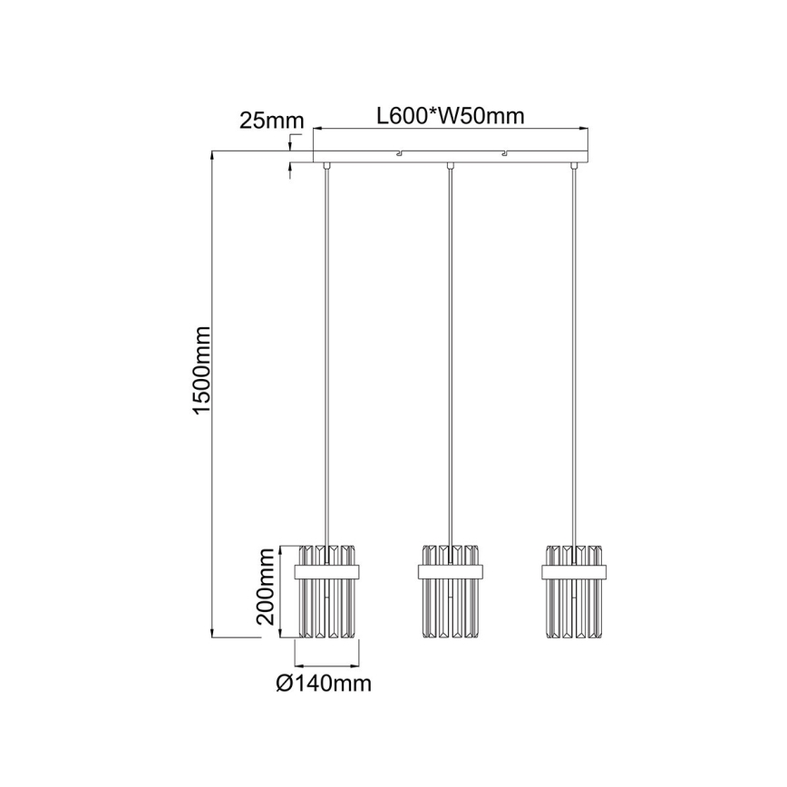 Hängeleuchte an Kabel VETRO 3xE14/10W/230V, goldfarben