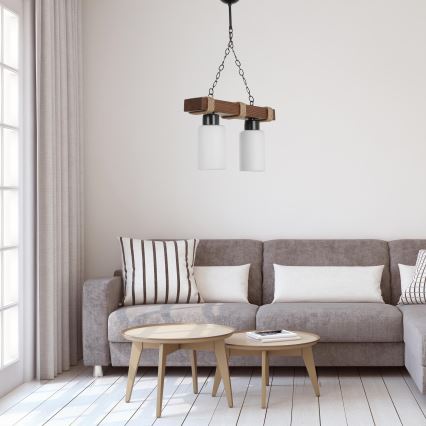 Hängeleuchte an Kette JASMIN 2xE27/40W/230V braun/weiß