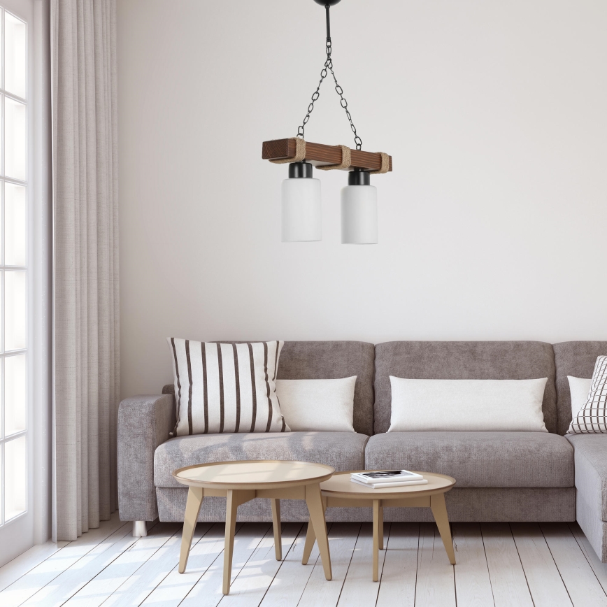 Hängeleuchte an Kette JASMIN 2xE27/40W/230V braun/weiß