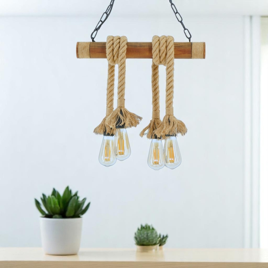 Hängeleuchte an Kette KOS 4xE27/60W/230V Buche - FSC-zertifiziert