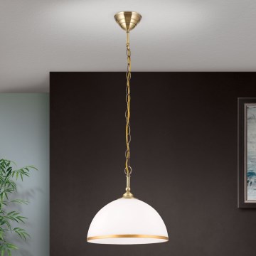 Hängeleuchte an Kette OLD LAMP 1xE27/40W/230V d 30 cm weiß/Messing