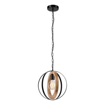 Hängeleuchte an Kette ONDA 1xE27/15W/230V schwarz/Eiche