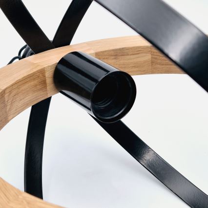 Hängeleuchte an Kette ONDA 1xE27/15W/230V schwarz/Eiche