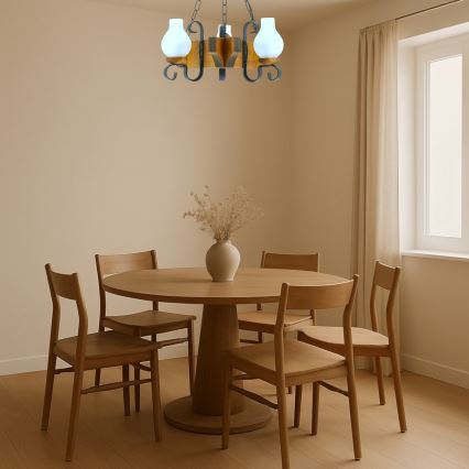 Hängeleuchte an Kette QUEEN 3xE14/40W/230V Buche - FSC-zertifiziert