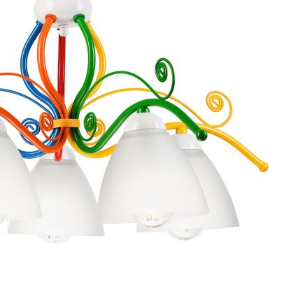 Hängeleuchte an Kette RETRO 5xE27/60W/230V weiß/bunt