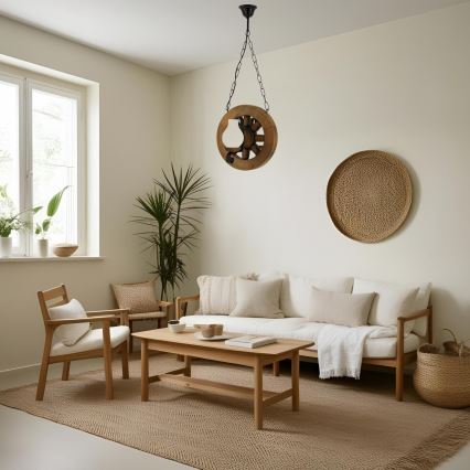 Hängeleuchte an Kette ROATA 2xE14/40W/230V Buche - FSC-zertifiziert