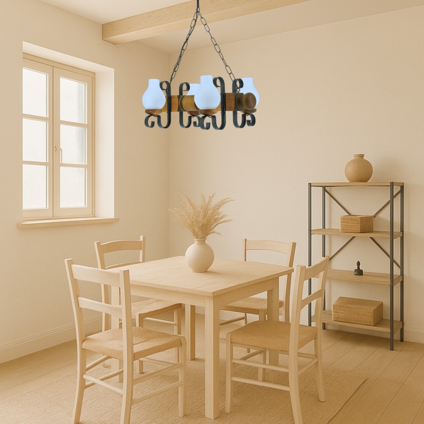 Hängeleuchte an Kette RUSTIC 4xE14/40W/230V Buche - FSC-zertifiziert