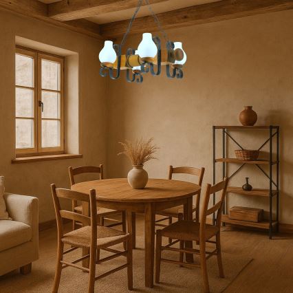Hängeleuchte an Kette RUSTIC 4xE14/40W/230V Buche - FSC-zertifiziert