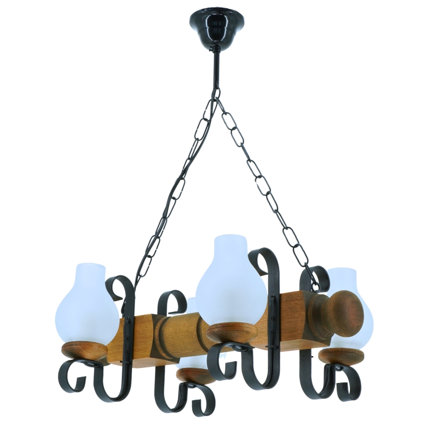 Hängeleuchte an Kette RUSTIC 4xE14/40W/230V Buche - FSC-zertifiziert