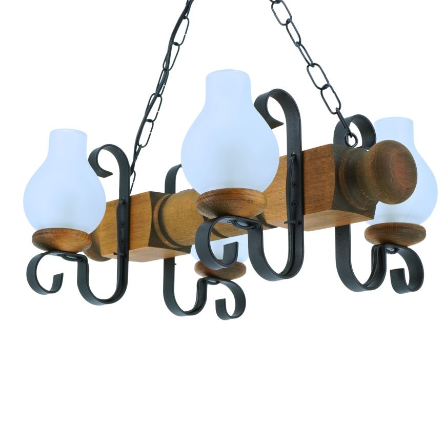 Hängeleuchte an Kette RUSTIC 4xE14/40W/230V Buche - FSC-zertifiziert