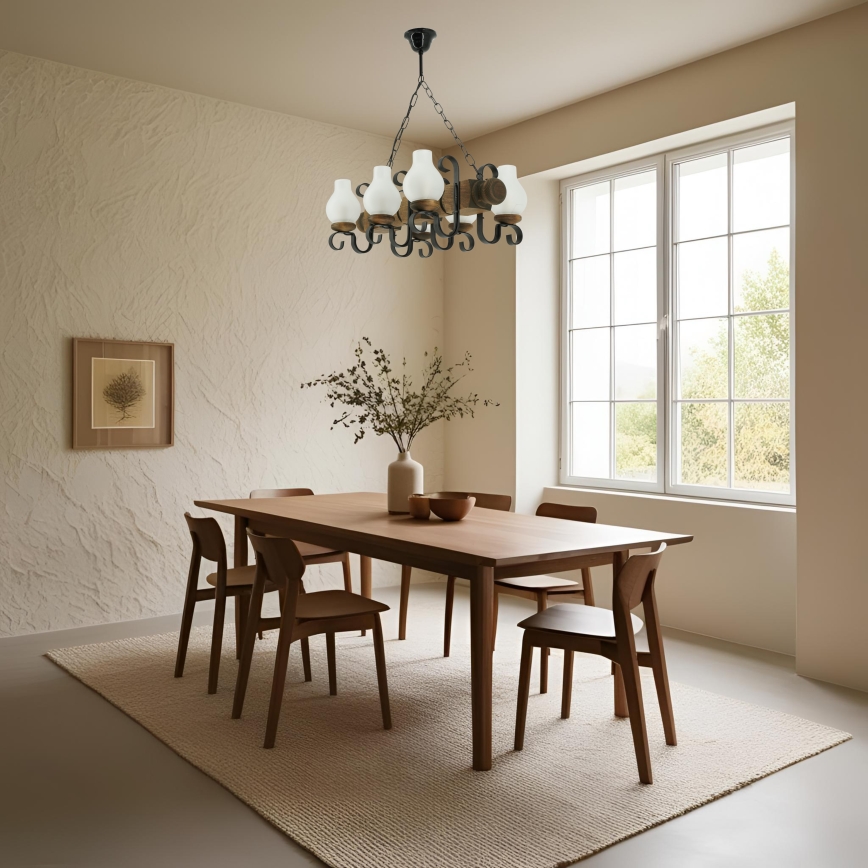 Hängeleuchte an Kette RUSTIC 6xE14/40W/230V Buche - FSC-zertifiziert