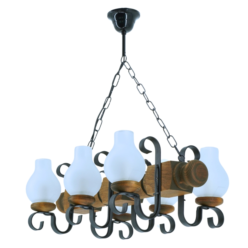 Hängeleuchte an Kette RUSTIC 6xE14/40W/230V Buche - FSC-zertifiziert