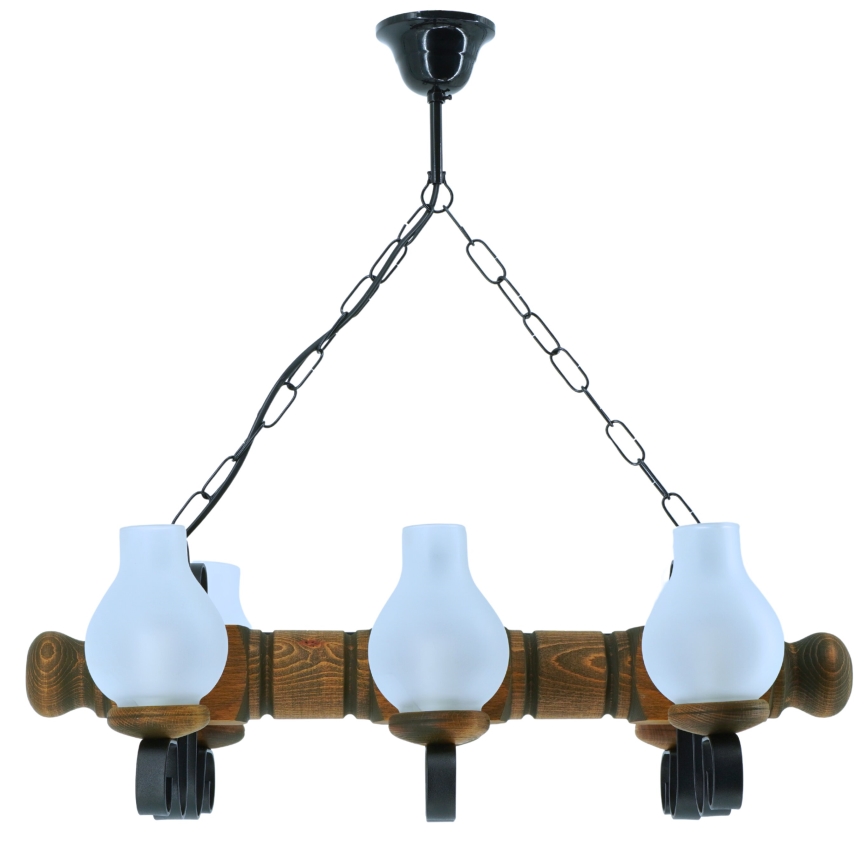 Hängeleuchte an Kette RUSTIC 6xE14/40W/230V Buche - FSC-zertifiziert