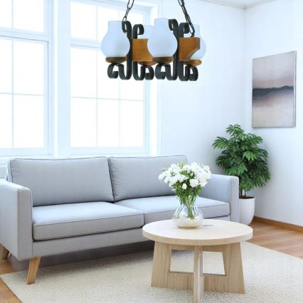 Hängeleuchte an Kette VELA 4xE14/40W/230V Buche - FSC-zertifiziert