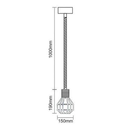 Hängeleuchte an Schnur 1xE27/60W/230V d 15 cm