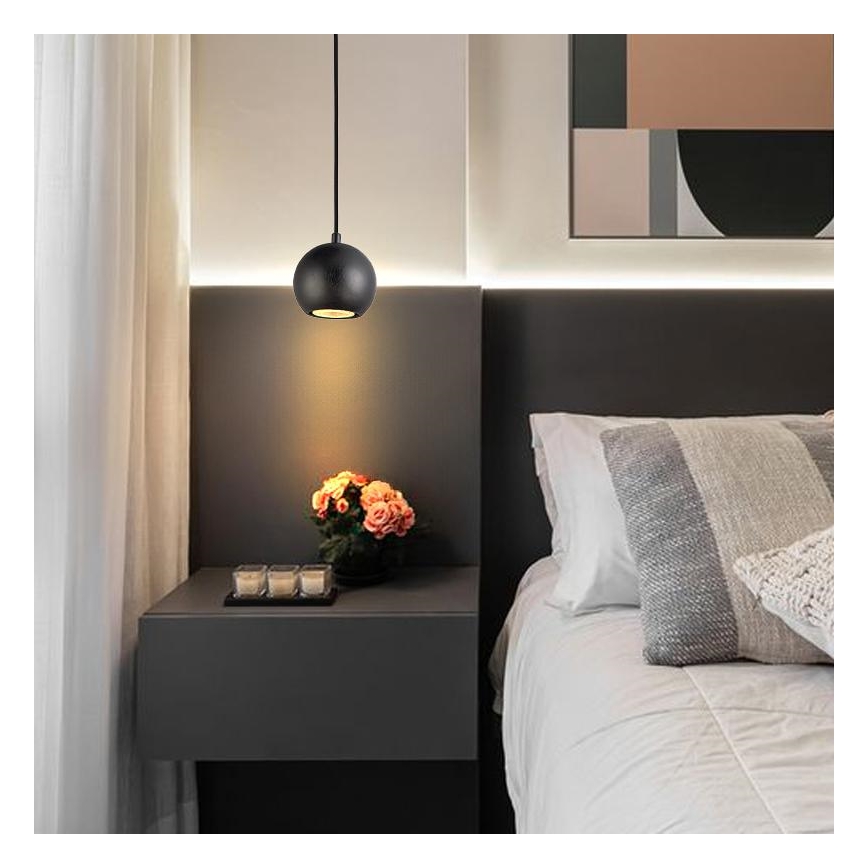 Hängeleuchte an Schnur 1xGU10/10W/230V Esche/Massivholz schwarz