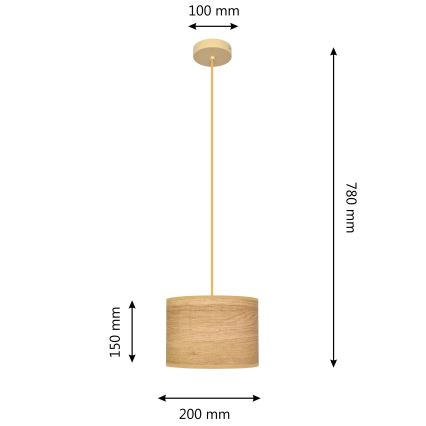 Hängeleuchte an Schnur ALBA 1xE27/15W/230V d 20 cm braun